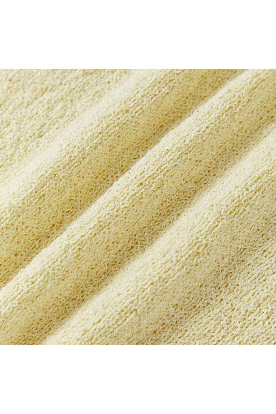 Close-up of Miraee Paris Stella Mare lemon cream knit fabric showing soft texture and subtle shimmer