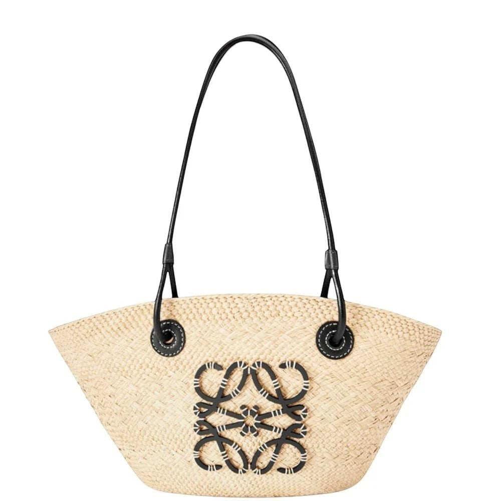 Geflochtene Tasche mit Metallgriff – Elegante Statement Handtasche