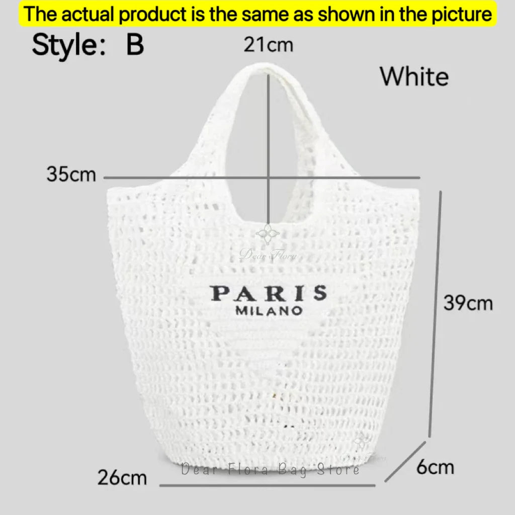 Damen Stroh-Shopper Handgewebt – Luxus Beach Bag