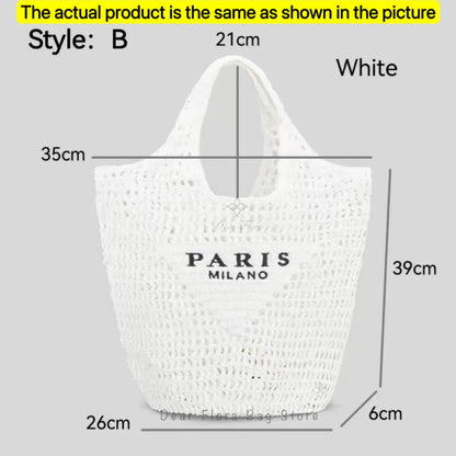 Damen Stroh-Shopper Handgewebt – Luxus Beach Bag