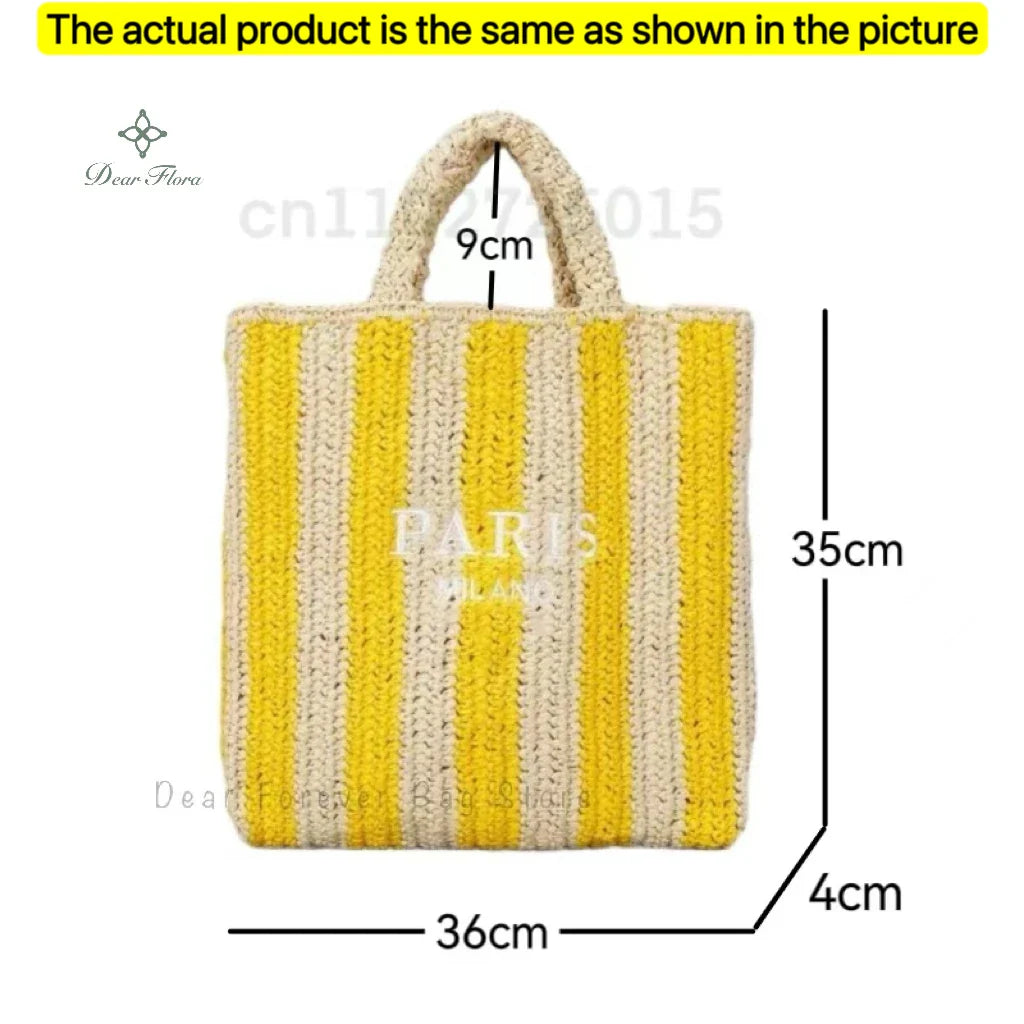 Damen Stroh-Shopper Handgewebt – Luxus Beach Bag