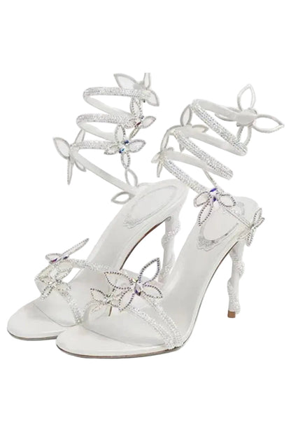 Crystal Flower High Heel Sandals – Elegant Glamour