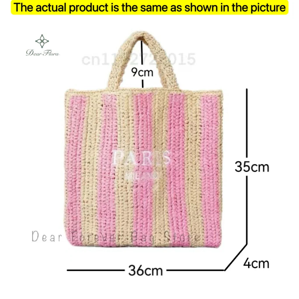 Damen Stroh-Shopper Handgewebt – Luxus Beach Bag