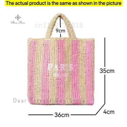 Damen Stroh-Shopper Handgewebt – Luxus Beach Bag