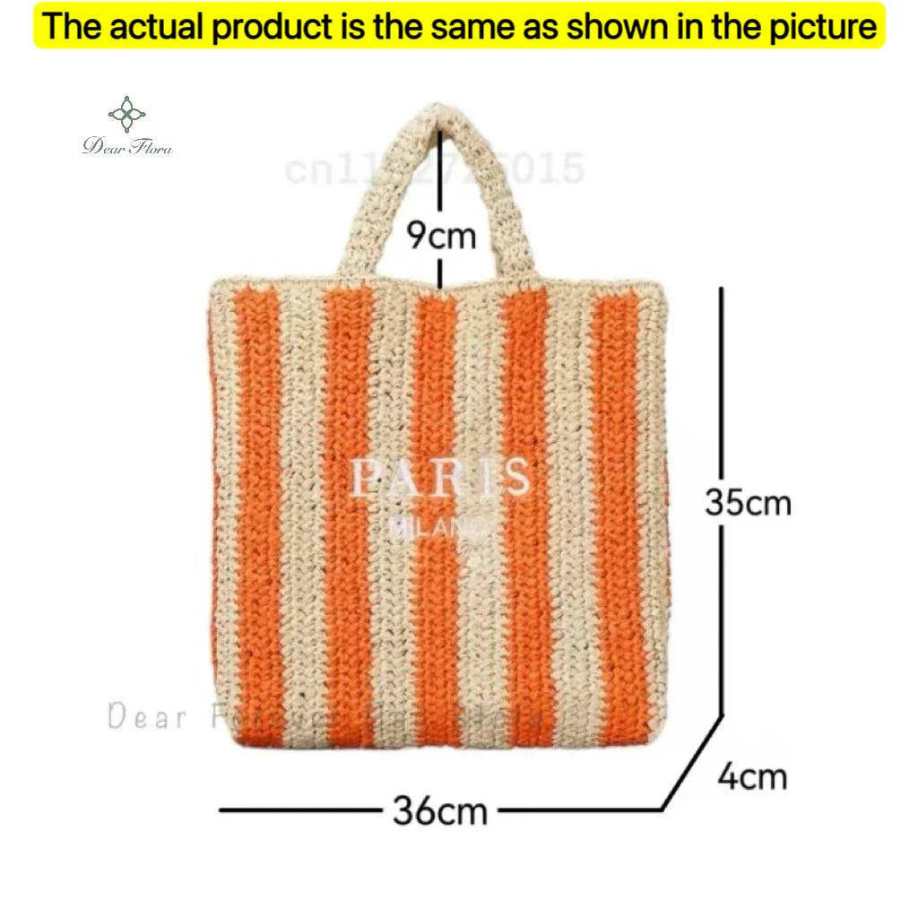 Damen Stroh-Shopper Handgewebt – Luxus Beach Bag