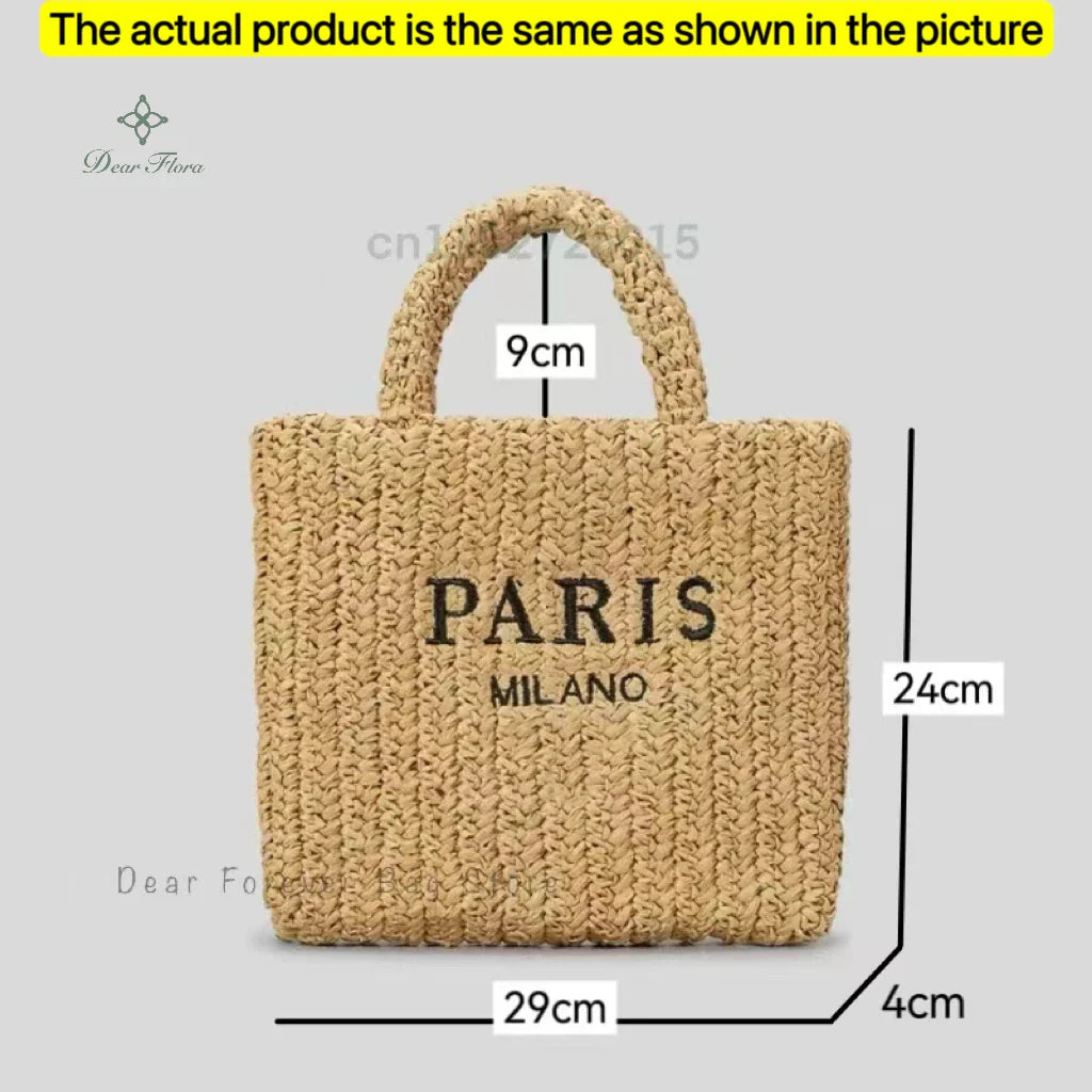Damen Stroh-Shopper Handgewebt – Luxus Beach Bag