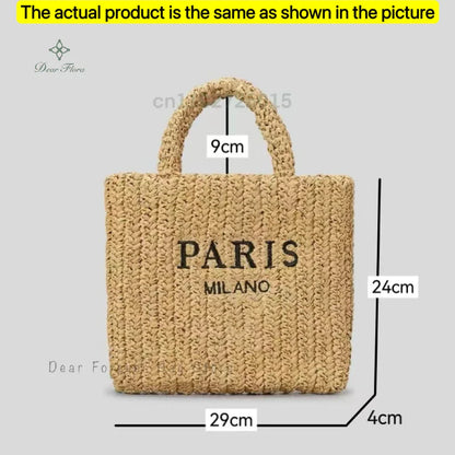 Damen Stroh-Shopper Handgewebt – Luxus Beach Bag