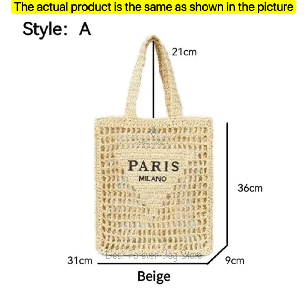 Damen Stroh-Shopper Handgewebt – Luxus Beach Bag