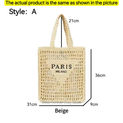 Damen Stroh-Shopper Handgewebt – Luxus Beach Bag