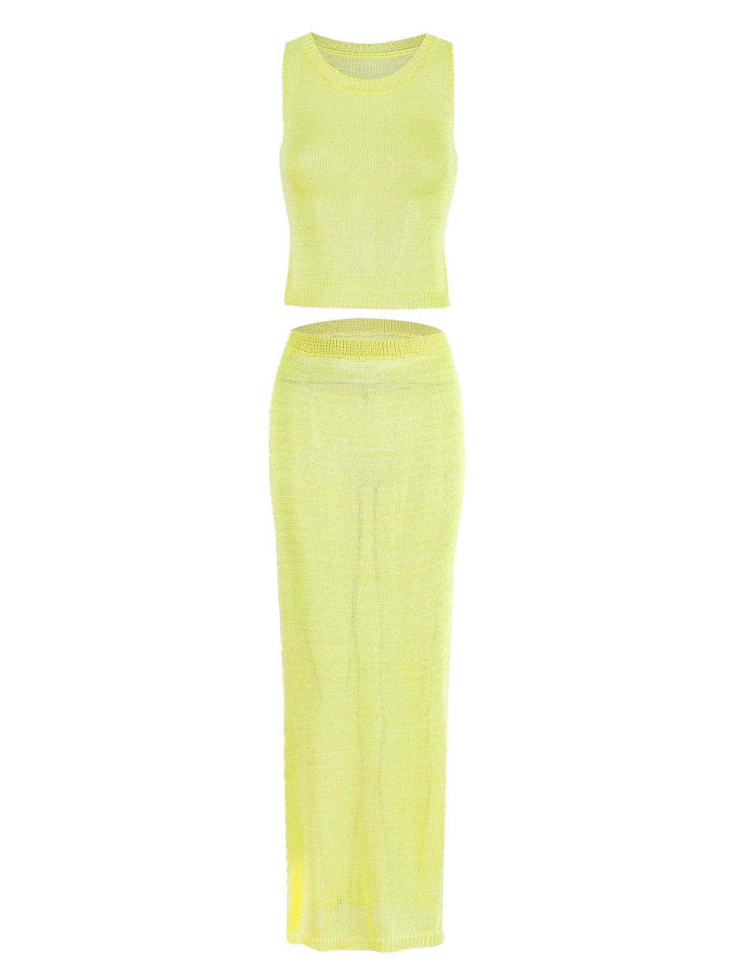 Shimmer Strick Zweiteiler – Glänzendes Maxi-Kleid Set