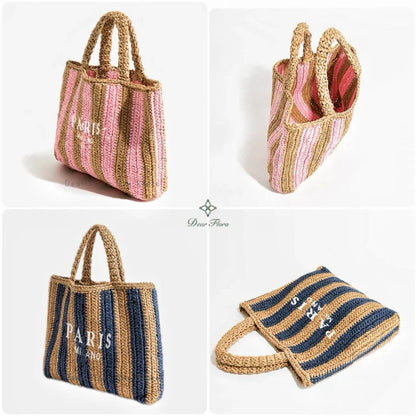 Damen Stroh-Shopper Handgewebt – Luxus Beach Bag