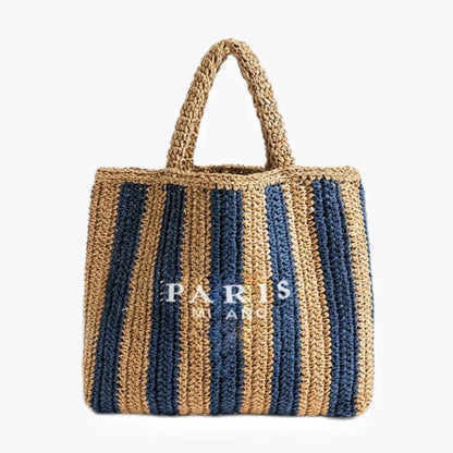 Damen Stroh-Shopper Handgewebt – Luxus Beach Bag