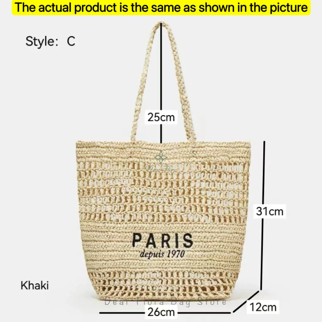 Damen Stroh-Shopper Handgewebt – Luxus Beach Bag