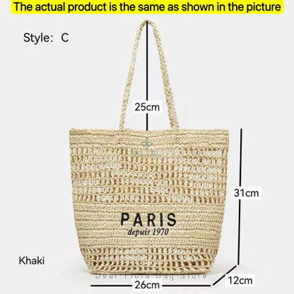 Damen Stroh-Shopper Handgewebt – Luxus Beach Bag