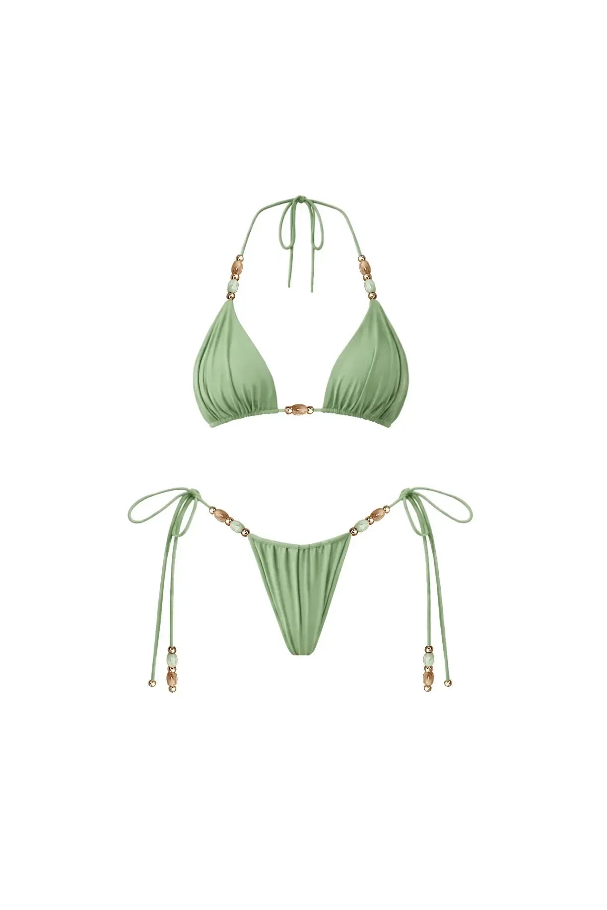 Mia Beads Bikini Set – Sexy 3-teiliges Badeoutfit mit Mesh-Rock & Cover-Up