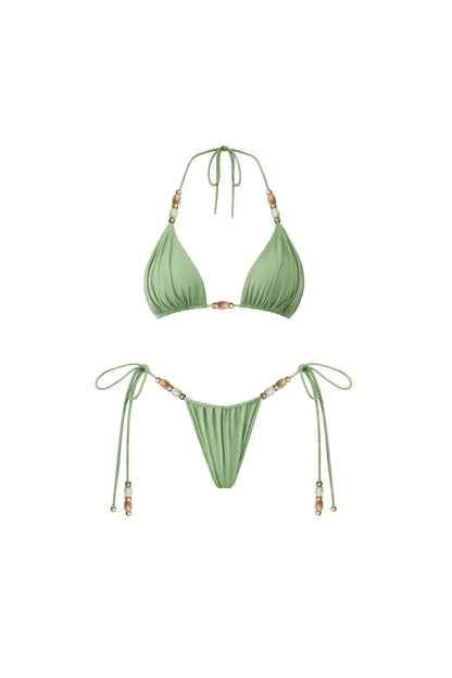 Mia Beads Bikini Set – Sexy 3-teiliges Badeoutfit mit Mesh-Rock & Cover-Up