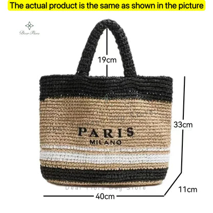 Damen Stroh-Shopper Handgewebt – Luxus Beach Bag