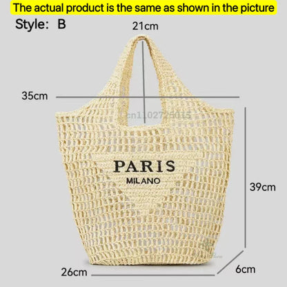 Damen Stroh-Shopper Handgewebt – Luxus Beach Bag
