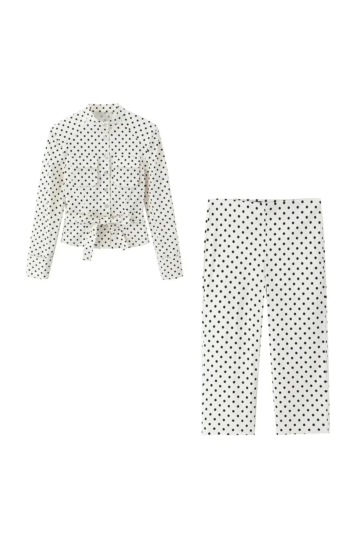 Charlotte Polka Dot Set – Kurzes Top & High‑Waist Hose