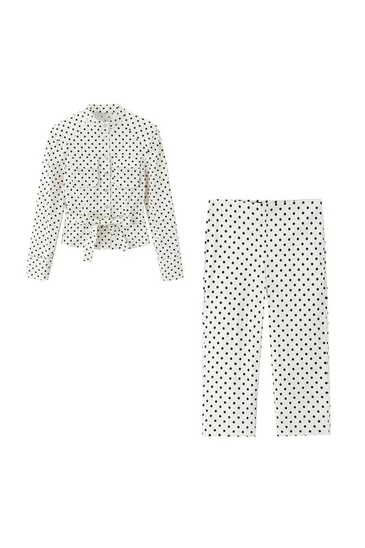 Charlotte Polka Dot Set – Kurzes Top & High‑Waist Hose