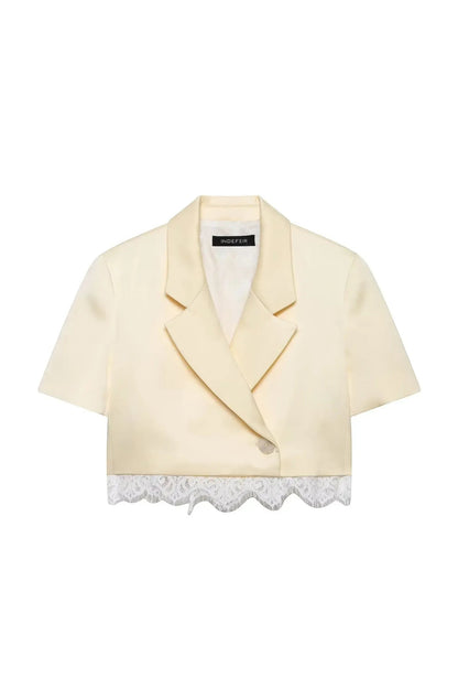 Spitzen Patchwork Blazer Set – Chic Sommer Co-Ord