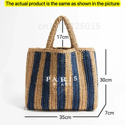Damen Stroh-Shopper Handgewebt – Luxus Beach Bag