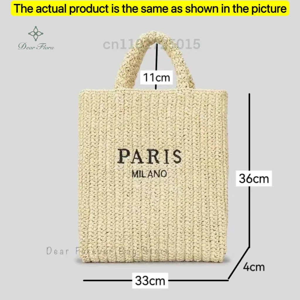 Damen Stroh-Shopper Handgewebt – Luxus Beach Bag