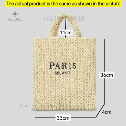 Damen Stroh-Shopper Handgewebt – Luxus Beach Bag