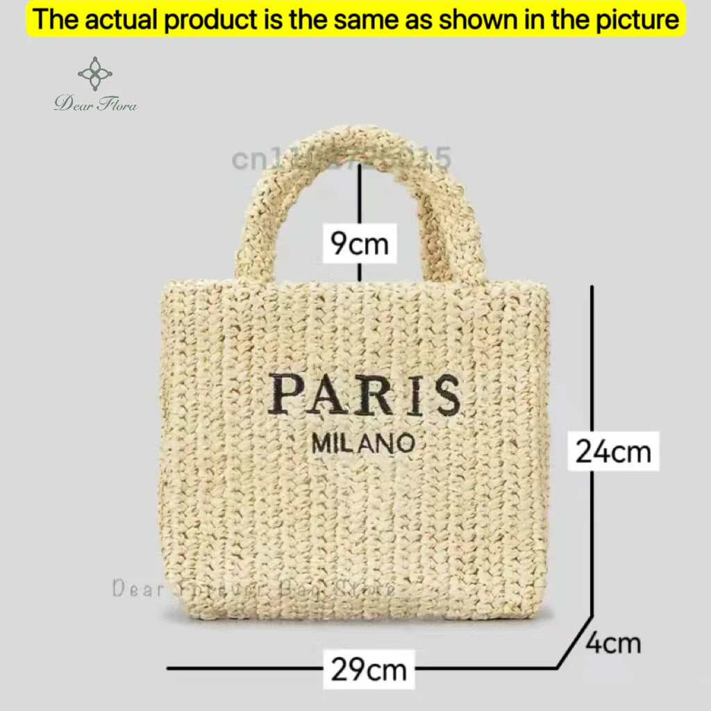 Damen Stroh-Shopper Handgewebt – Luxus Beach Bag