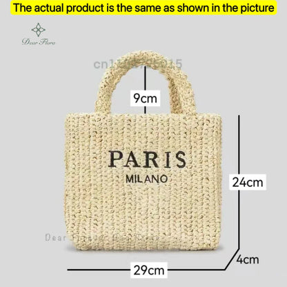 Damen Stroh-Shopper Handgewebt – Luxus Beach Bag