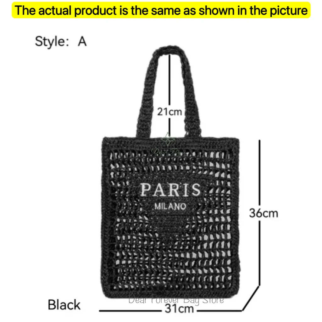 Damen Stroh-Shopper Handgewebt – Luxus Beach Bag