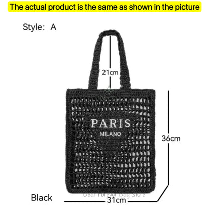 Damen Stroh-Shopper Handgewebt – Luxus Beach Bag