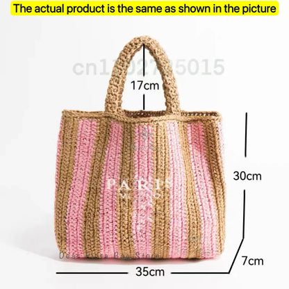 Damen Stroh-Shopper Handgewebt – Luxus Beach Bag