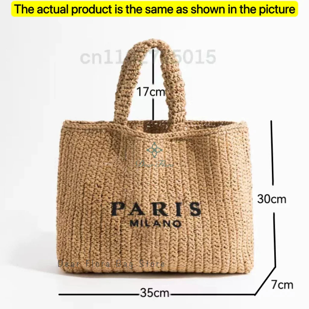 Damen Stroh-Shopper Handgewebt – Luxus Beach Bag
