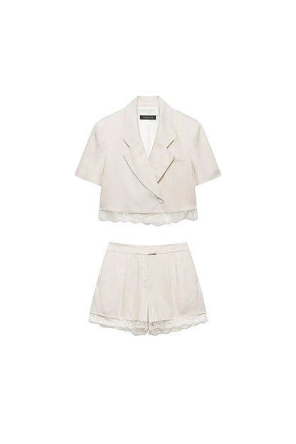 Spitzen Patchwork Blazer Set – Chic Sommer Co-Ord