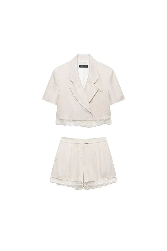 Spitzen Patchwork Blazer Set – Chic Sommer Co-Ord