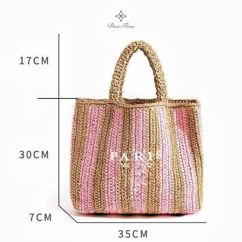 Damen Stroh-Shopper Handgewebt – Luxus Beach Bag
