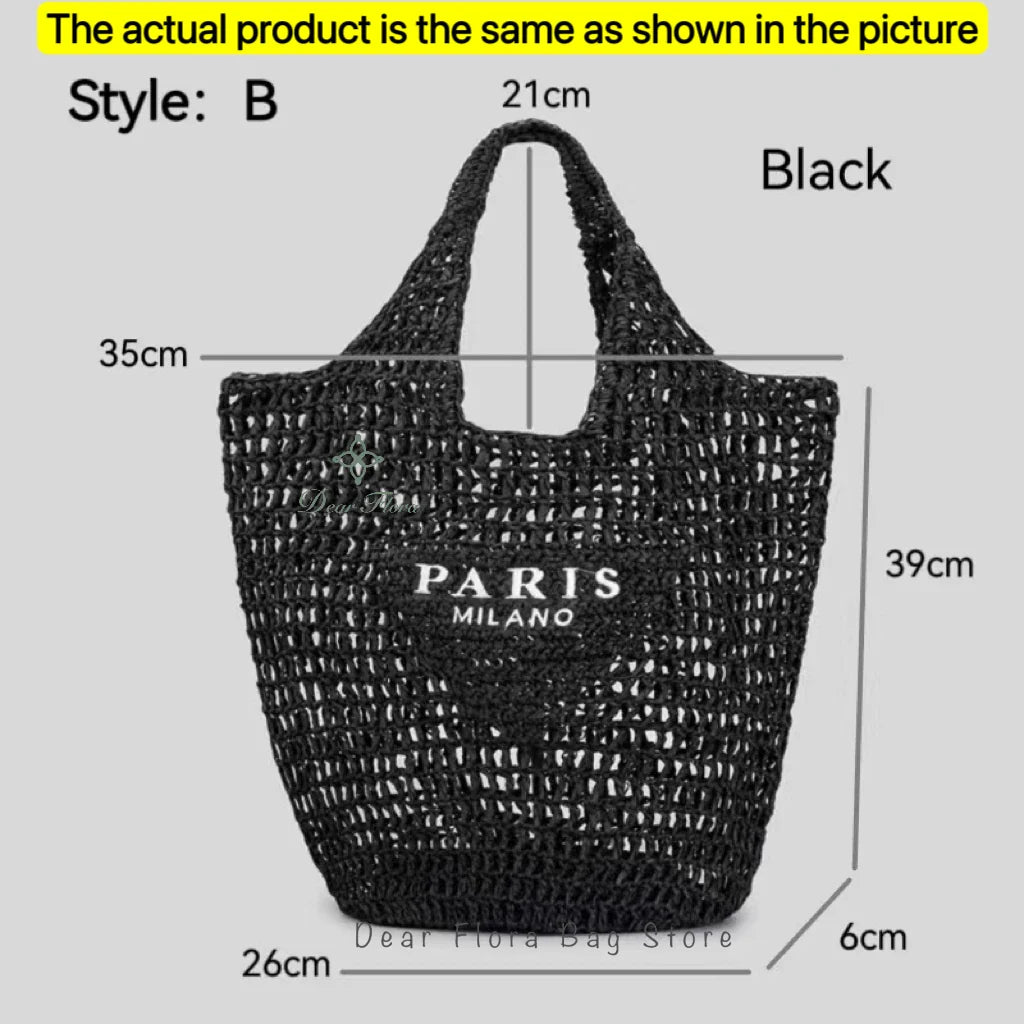 Damen Stroh-Shopper Handgewebt – Luxus Beach Bag