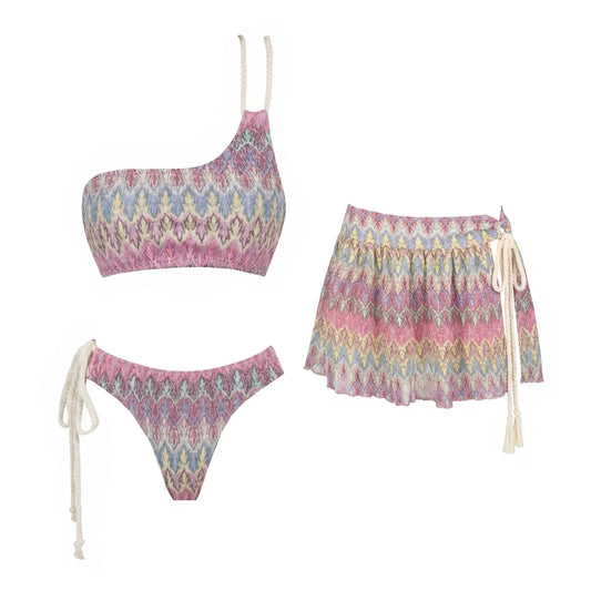 Häkel Bikini Set 3-teilig mit Print
