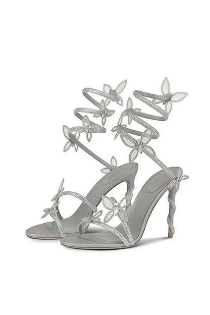 Crystal Flower High Heel Sandals – Elegant Glamour
