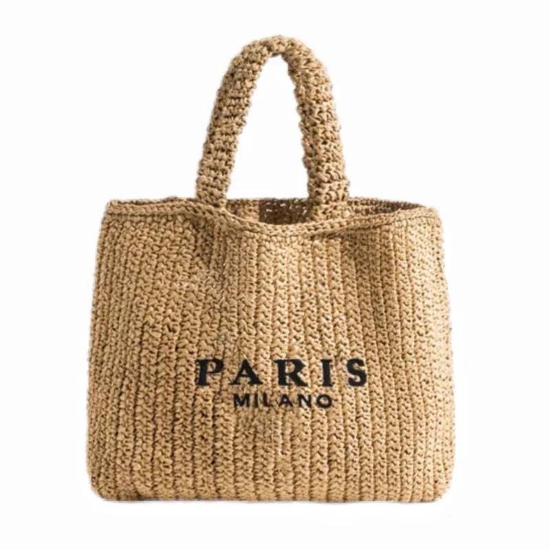 Damen Stroh-Shopper Handgewebt – Luxus Beach Bag