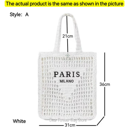 Damen Stroh-Shopper Handgewebt – Luxus Beach Bag