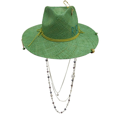 Damen Strohhut mit Perlenkette – Korean Beach Style