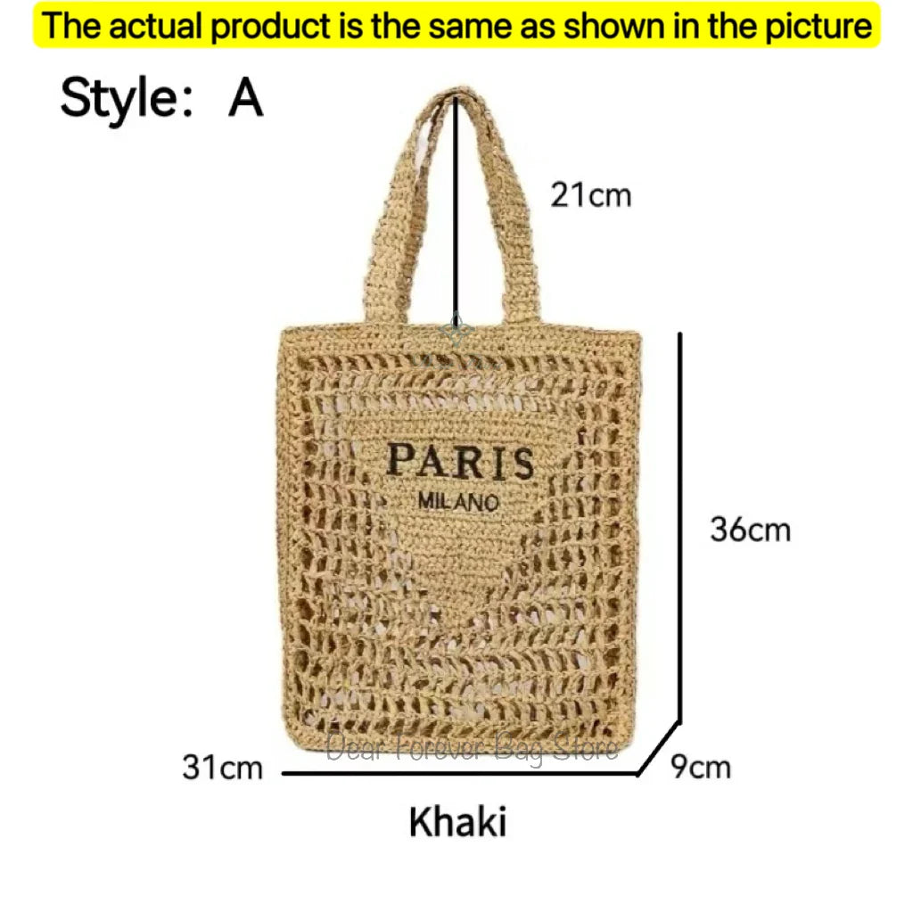 Damen Stroh-Shopper Handgewebt – Luxus Beach Bag