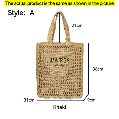 Damen Stroh-Shopper Handgewebt – Luxus Beach Bag
