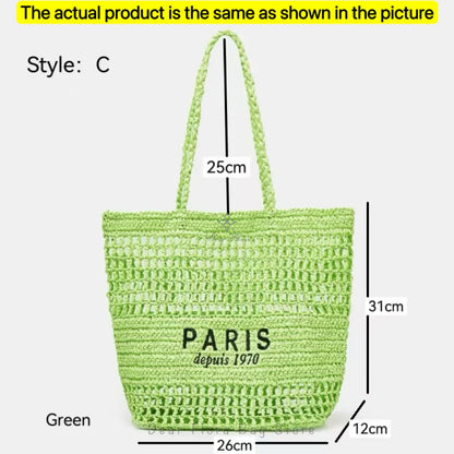 Damen Stroh-Shopper Handgewebt – Luxus Beach Bag