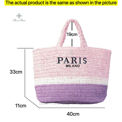 Damen Stroh-Shopper Handgewebt – Luxus Beach Bag