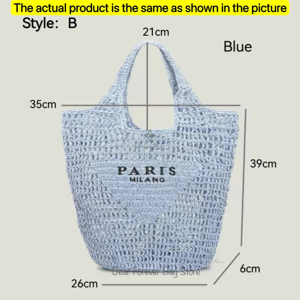 Damen Stroh-Shopper Handgewebt – Luxus Beach Bag