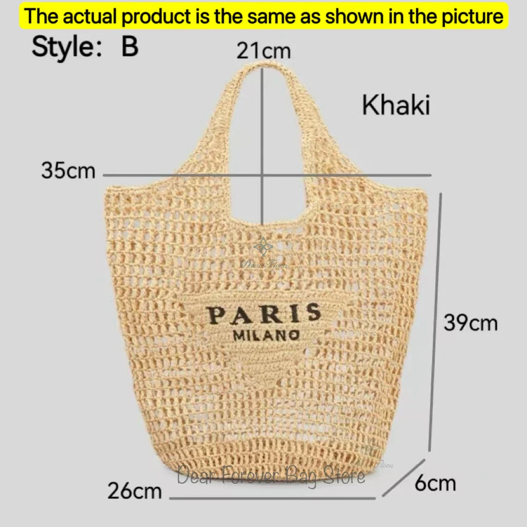 Damen Stroh-Shopper Handgewebt – Luxus Beach Bag