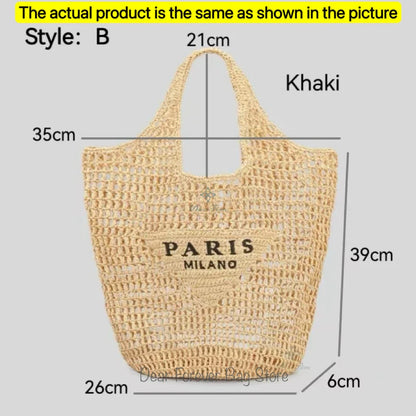Damen Stroh-Shopper Handgewebt – Luxus Beach Bag